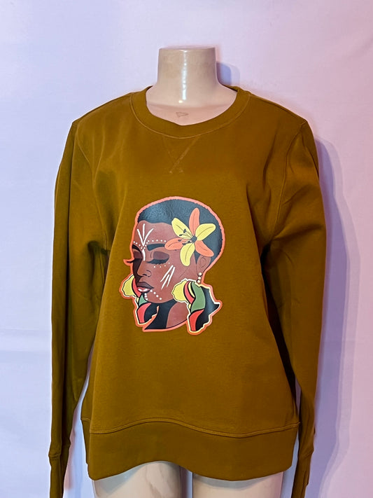 Womens brown “black goddess” theme sweatshirt size XL