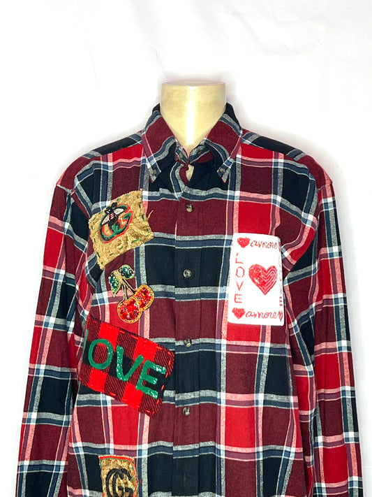 Amore Red Flannel Custom Shirt size Med