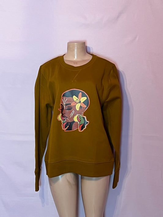 Womens brown “black goddess” theme sweatshirt size XL