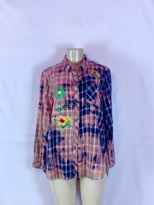 Flower Child Dyed long sleeve flannel shirt lg