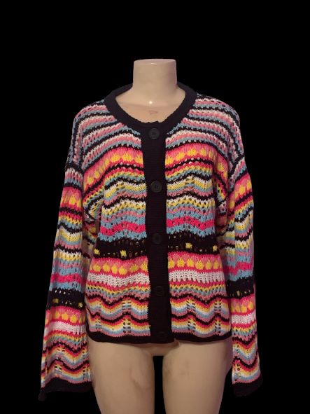 Anna-Kaci Knitted Womens Boho Cardigan Crochet Sweater Size XL